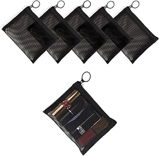 Patu Mini Zipper Mesh Bags, 4" x 5", Size S / A7, 5 Pieces, Beauty Makeup Lipstick Cosmetic Accessories Organizer, Small T...