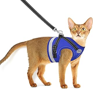 Cat Harness and Leash for Walking, Kitten Escape Proof Harnesses, Adjustable Reflective Puppy Harness with Leashes Set, Ea...