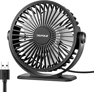 TriPole Desk Fan USB Powered Small Portable Fan, 3 Speeds Adjustable Strong Breeze Mini Personal Fans, 360° Rotation Quiet...
