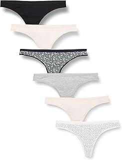 Amazon Essentials Women's Breathable Cotton Thong Underwear, Pack of 6
