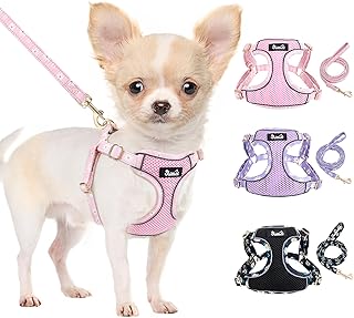 SlowTon Small Dog Harness - No Pull Dog Harness and Leash Set, Soft Mesh Lightweight Puppy Vest Harnesses, Adjustable Pet ...