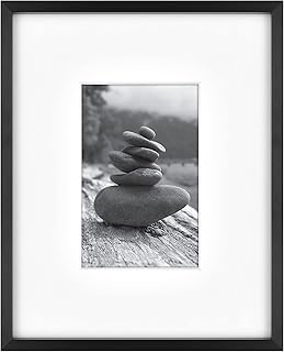 MCS Master & Co. Foundry Metal 8x10 Matted Picture Frame with 4x6 Photo Display, Black Vertical & Horizontal Wall Hanging ...