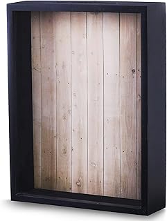 Shadow Box Display Case – Black Wooden Shadow Box Frame - Showcase Bottle Caps, Shells, Ticket Stubs, Airline Tickets, Ide...