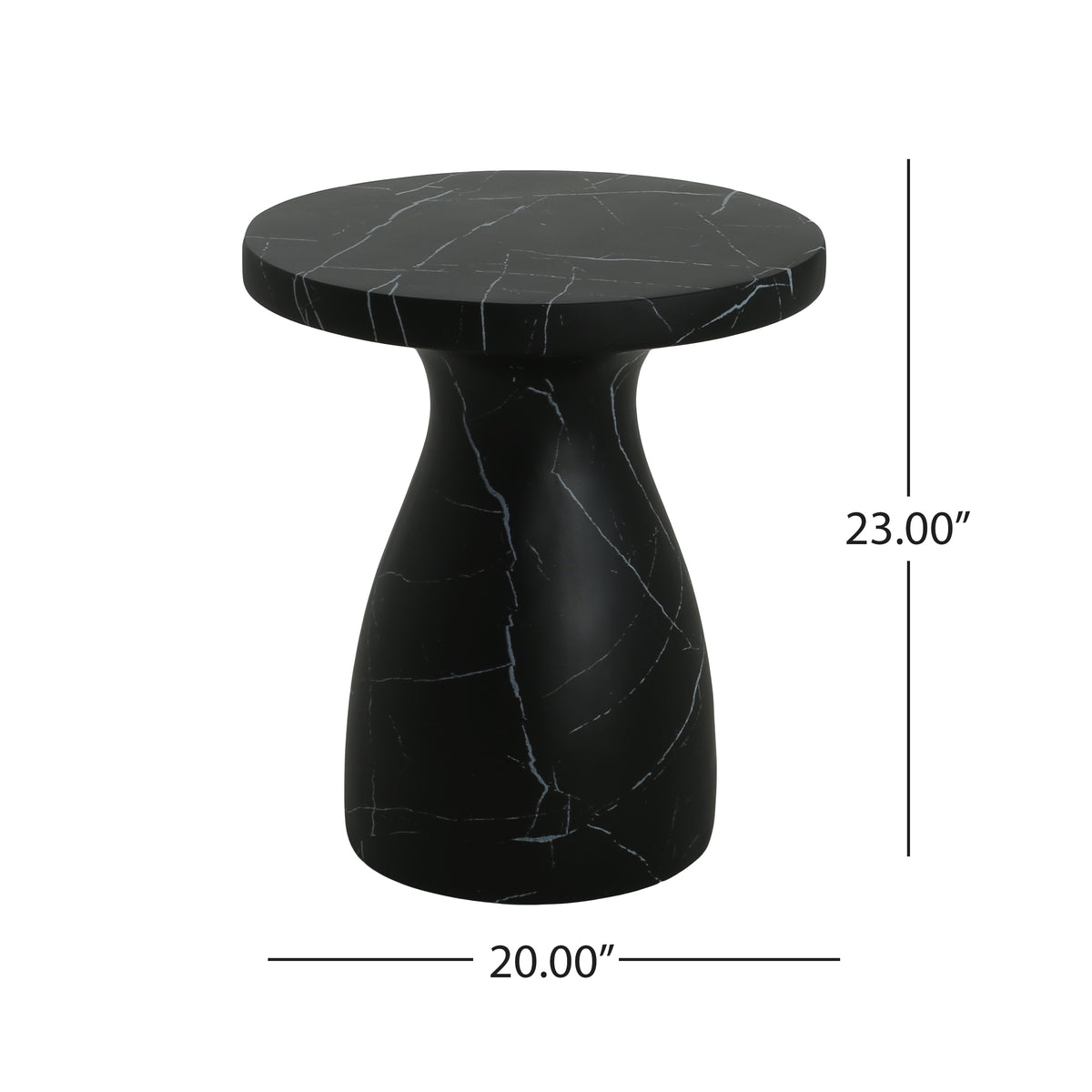 Outdoor Travertine MGO Side Table,Light Weight Concrete End Table,Black Marble Effect