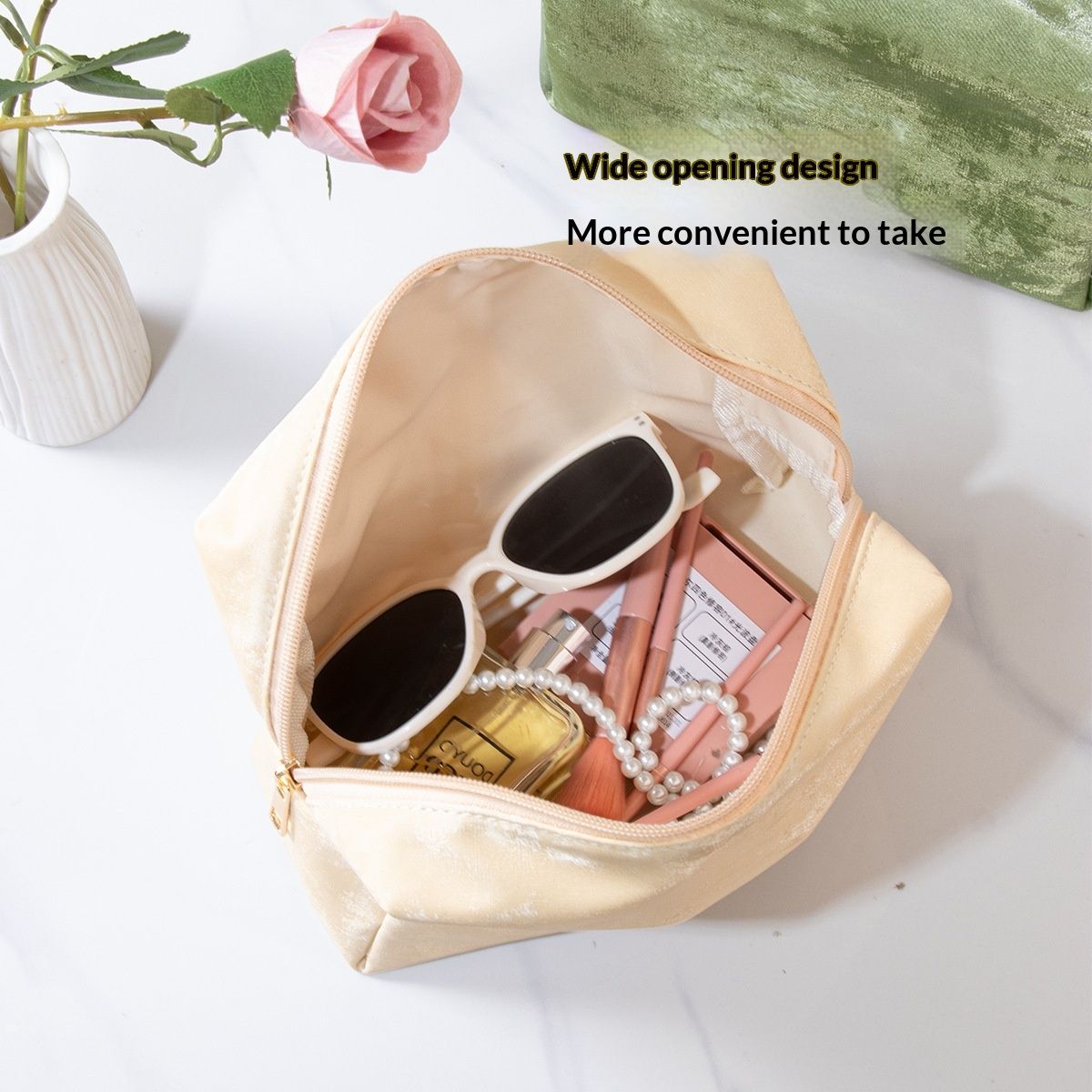 Leather Chinese-style Makeup Bag Portable Lipstick Case On-the-go PU