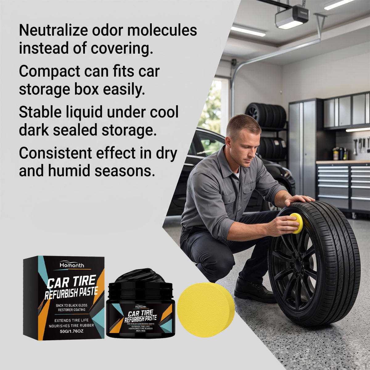 HOMONTH Car Tire Refinishing Paste, Tire Care, Polishing And Maintenance, Black Beauty And Gloss Refinishing Paste