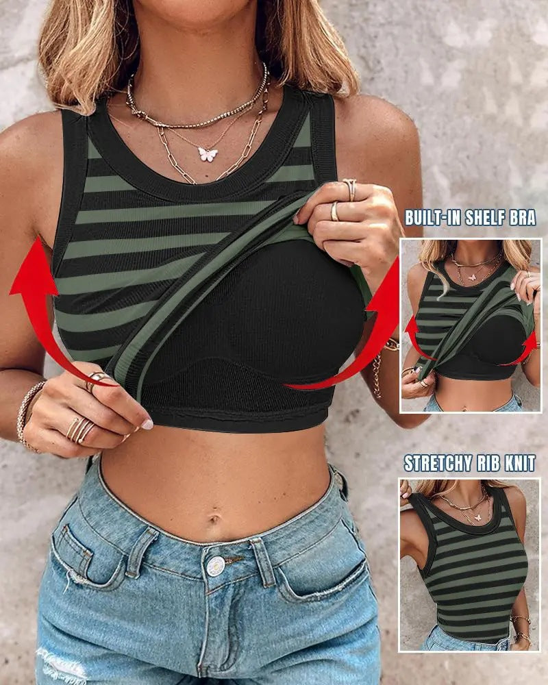 Best-selling European-style Summer Camisole With A Round Neckline And Built-in Bra