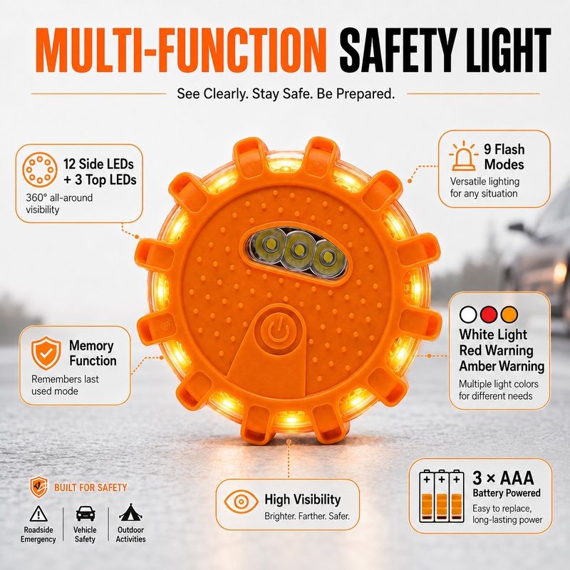 HB 328 LED Warning Light AAA Battery Powered Roadside Emergency Safety Lamp OEM Car Accessories