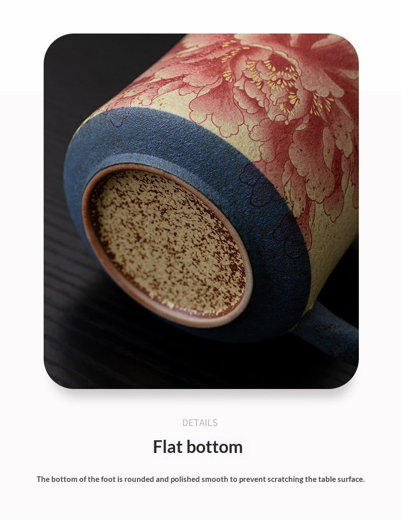 Retro Ceramic Mug With Lid For Personal Use