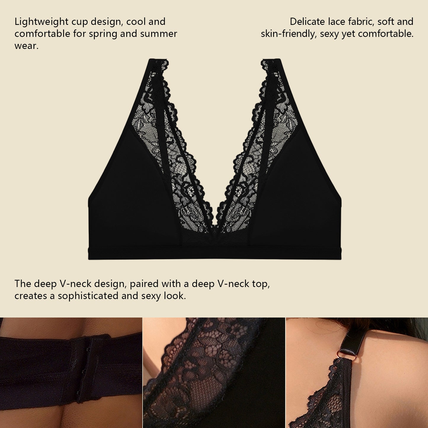 Zeriluna Exquisite Lace Bra With Elegant Lace Design, Soft And Comfortable Skin-Friendly Material That Fits The Body Shape