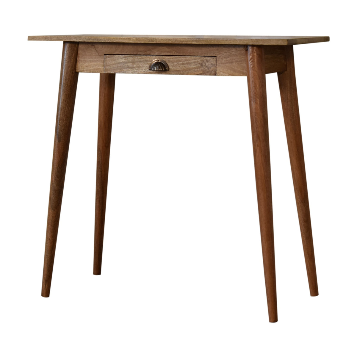 Solid Wood Mini Nordic Style Writing Desk, 1 Drawer, Brown