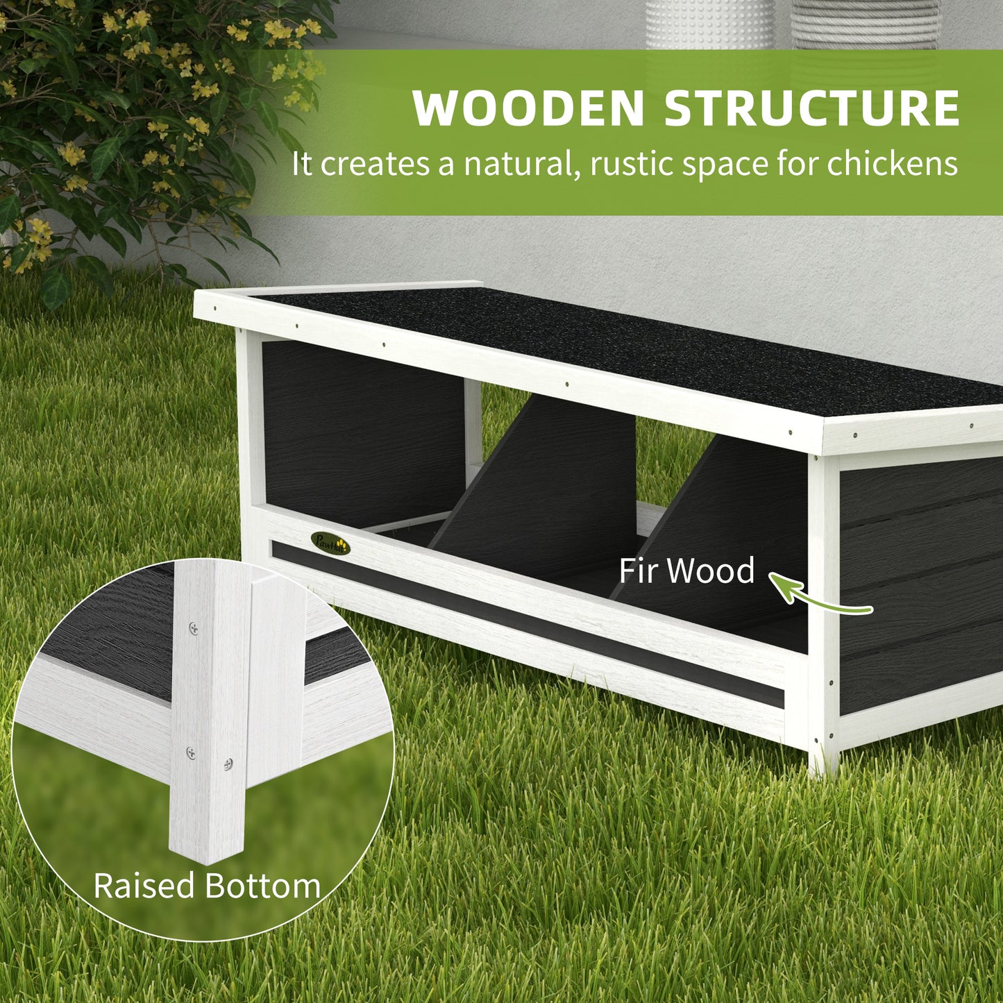 Wood Nesting Boxes Chicken Coop Accessories For Up To 3 Chickens, With Asphalt Roof, Gray
