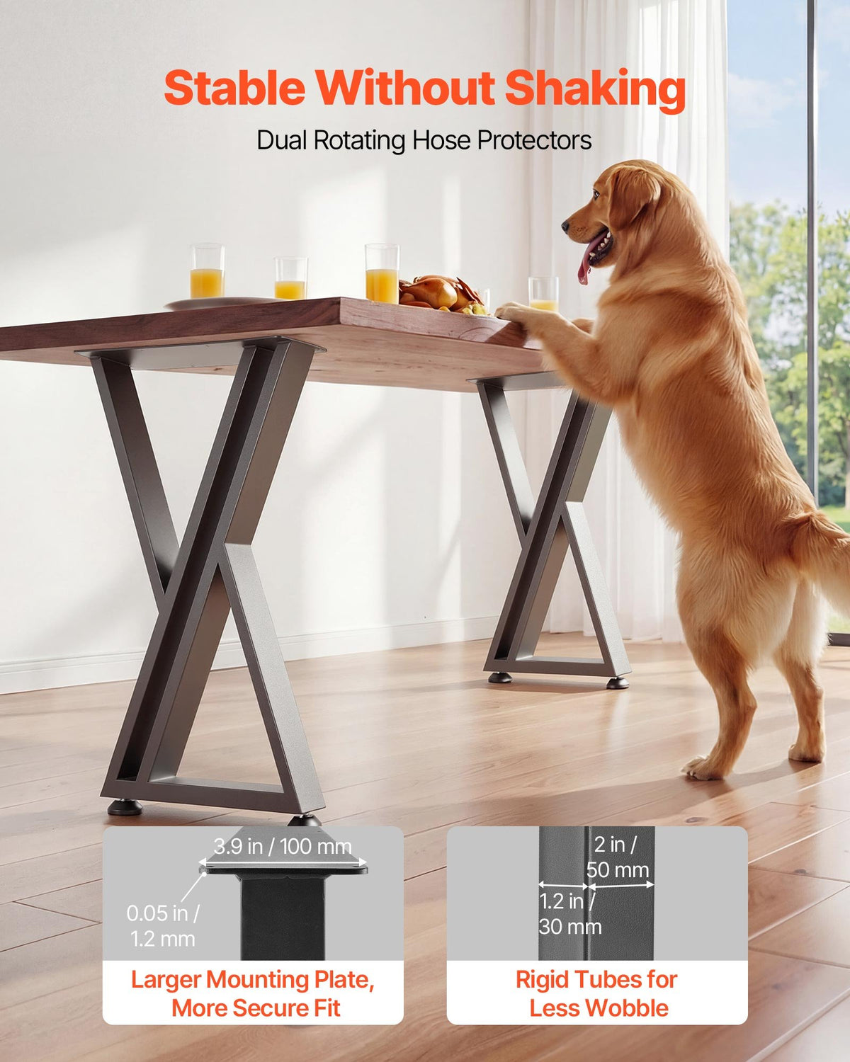 Table Legs, 29.1" H X 24" W Steel Furniture Legs, 2204 Lbs Max Load Heavy Duty, Easy Installation, Sturdy & Stable For Home Office Desk DIY, Coffee Dinner Bar Tables, Workbench,Set Of 2, Black