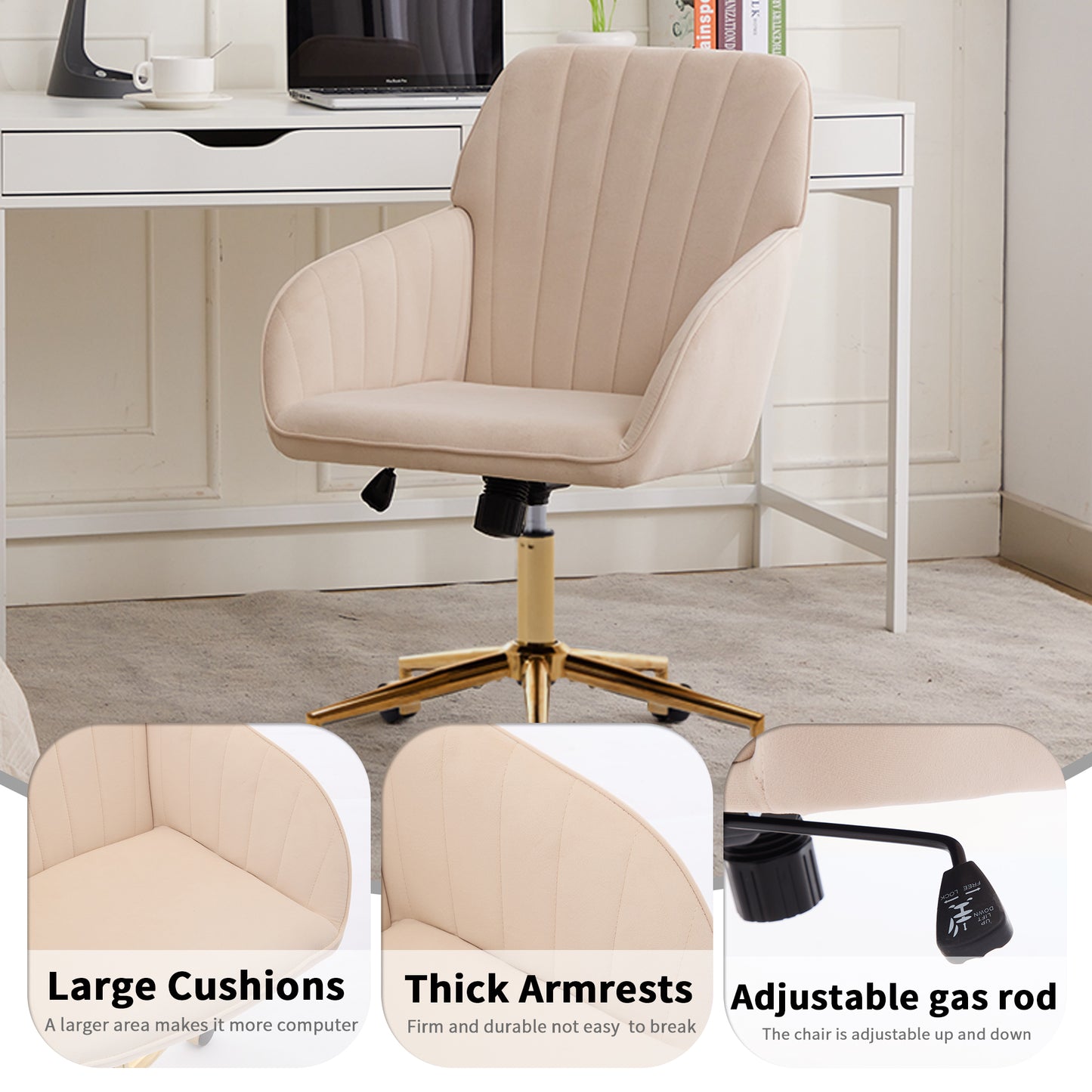 TY Adjustable Office Chair, Home Bedroom, Ergonomic Swivel Chair, Backrest Seat, Comfortable For Long Sitting