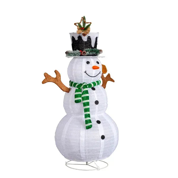 4FT Lighted Snowman And Squirrel Christmas Yard Decorations, Pre-lit Pull Up Snowman With 120 White LEDs, For Xmas Outdoor Holiday Indoor Decor Lighted Holiday Displays