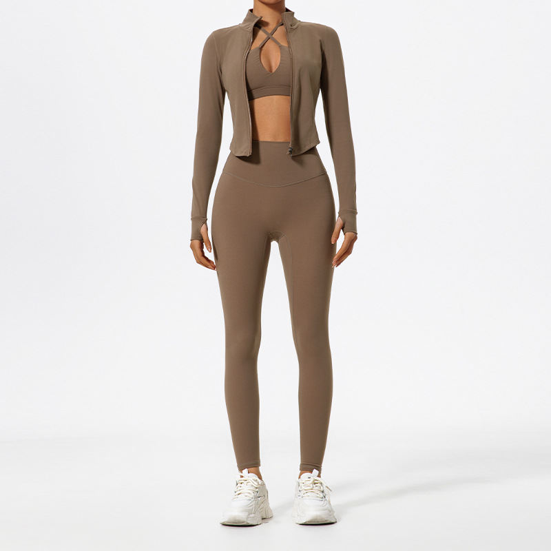 Solid Color Yoga Women's Outer Wear Sports Jacket Suits