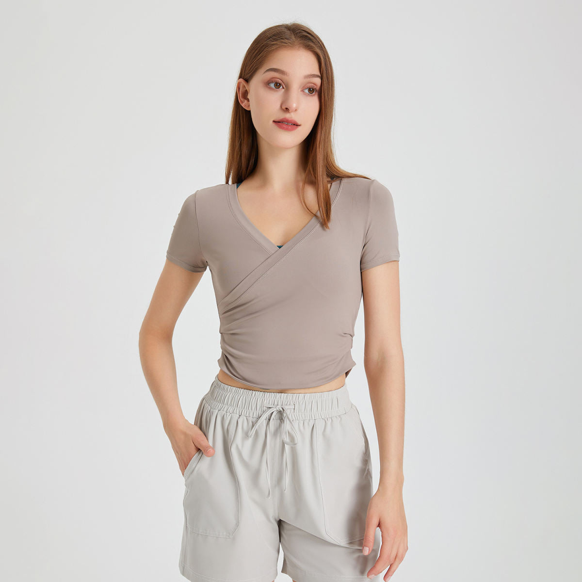 Fitness V-neck Yoga Jacket Women's Short Sleeve