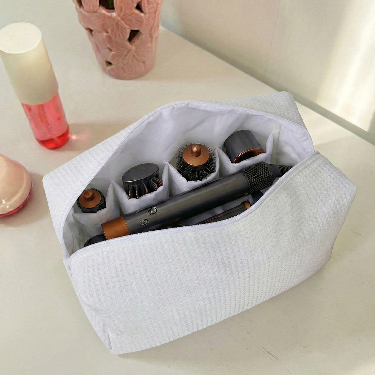Simple Cotton-Lined Large Capacity Hair Dryer Storage Bag For Makeup