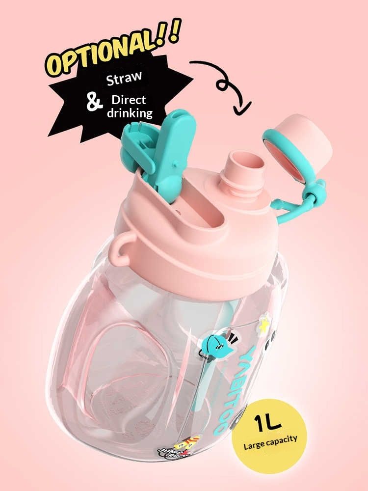 Large-Capacity Straw Water Bottle For Girls Fitness And Sports