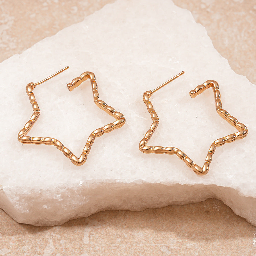 Crinkled Texture Leaf Earrings - Bold Exaggerated Irregular Studs, Unique Fashion Statement Jewelry
