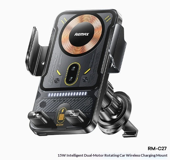 Car Phone Holder With Wireless Magnetic Charger Supports Fast Charging