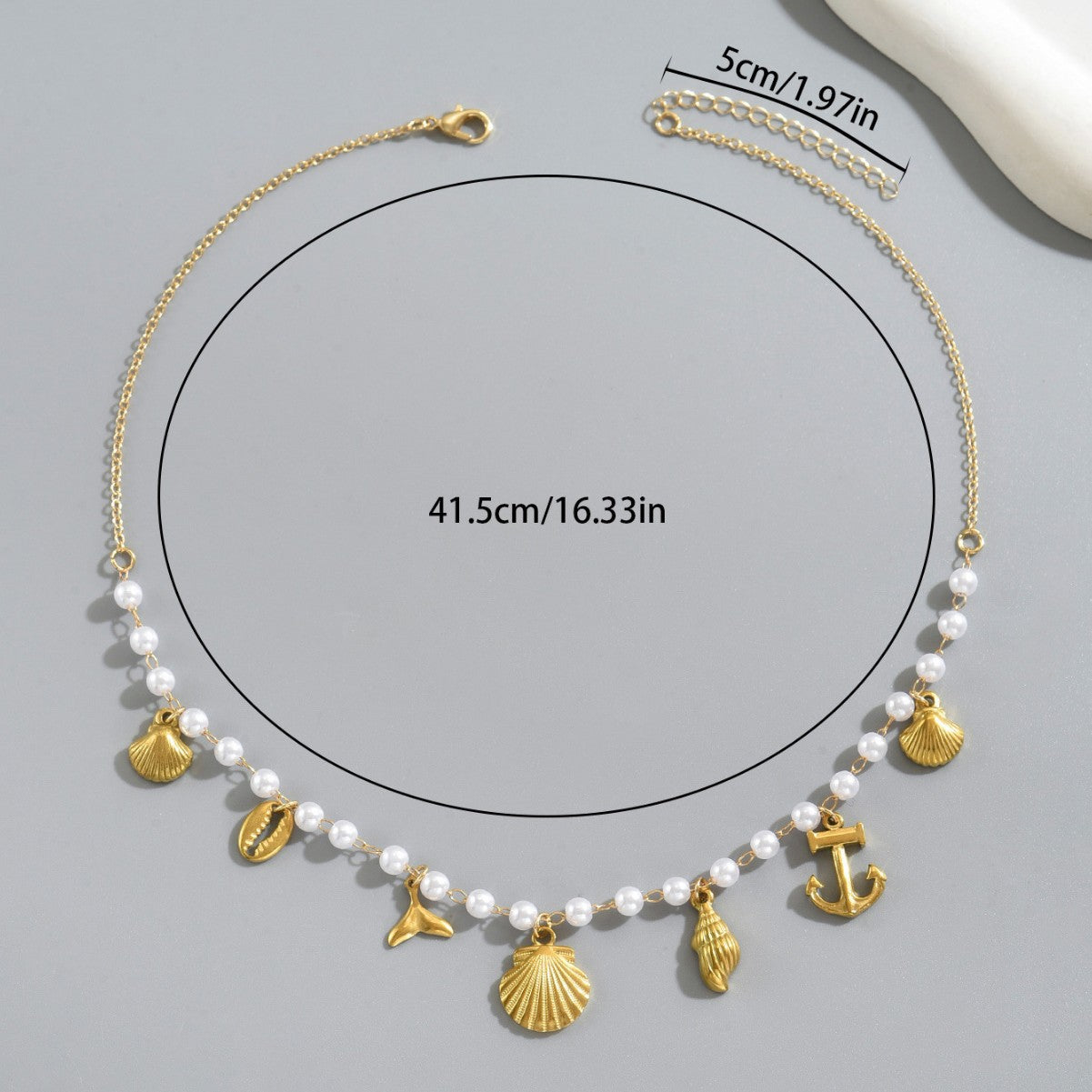 New European American Women Neck Jewelry, Geometric Ocean Element Necklace Decorated With Shell & Faux Pearl, Versatile Daily Neck Accessories