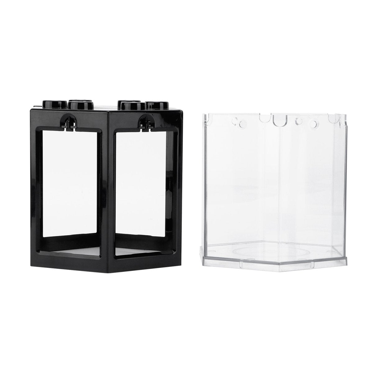 Small Fish Tank Hex Shape Superimposable Portable Mini Aquarium Tank For Office DecorationBlack