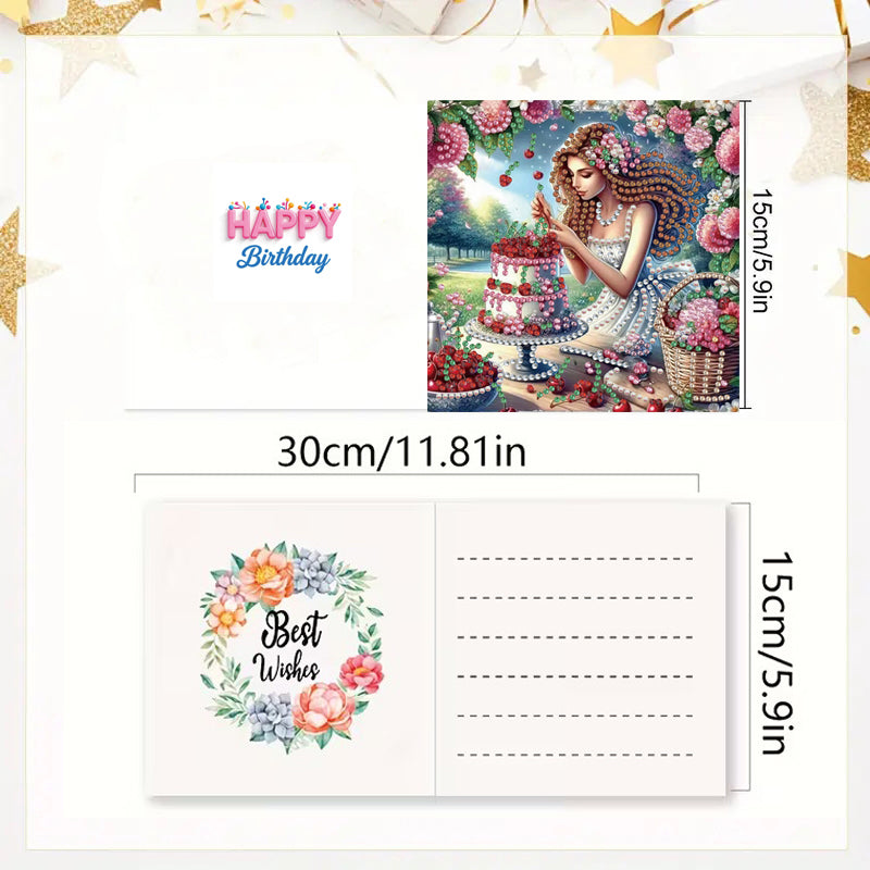 DIY Diamond Painting Kit Birthday Card Kit, Unique Mom Birthday Pattern Design, Water Diamond Painting Art Mosaic Postcards, Festival Cards Perfect For Families, Friends, And Lovers, Handmade Gifts