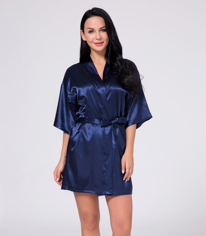 Ice Silk Nightgown Womens Plus-Size Short Style Bridal Morning Bath Gown