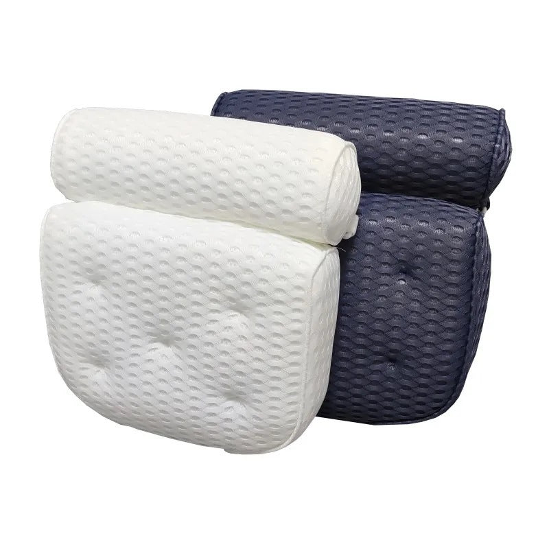 Bathroom Bath Pillow 4D Mesh Fabric Quick-drying With 6 Suction Cups