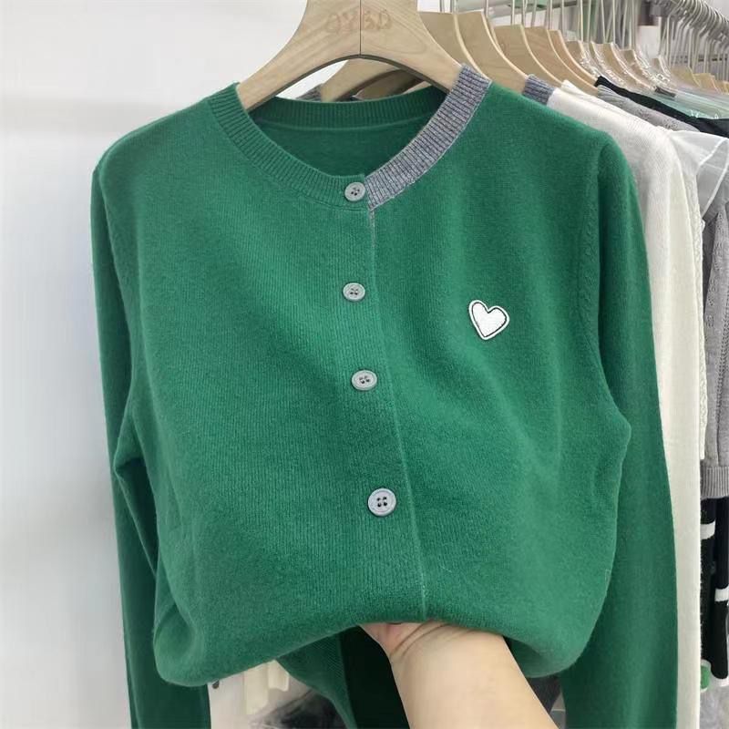 Korean-style Love-themed Multicolor Patchwork Fabric Loose-fit Long-sleeve Shirt