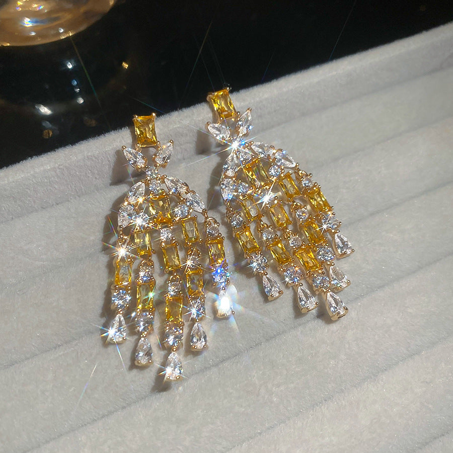 Butterfly Flower Design Zircon Earrings - Elegant Nature Inspired Stud Earrings For Women, Luxury Fashion Jewelry