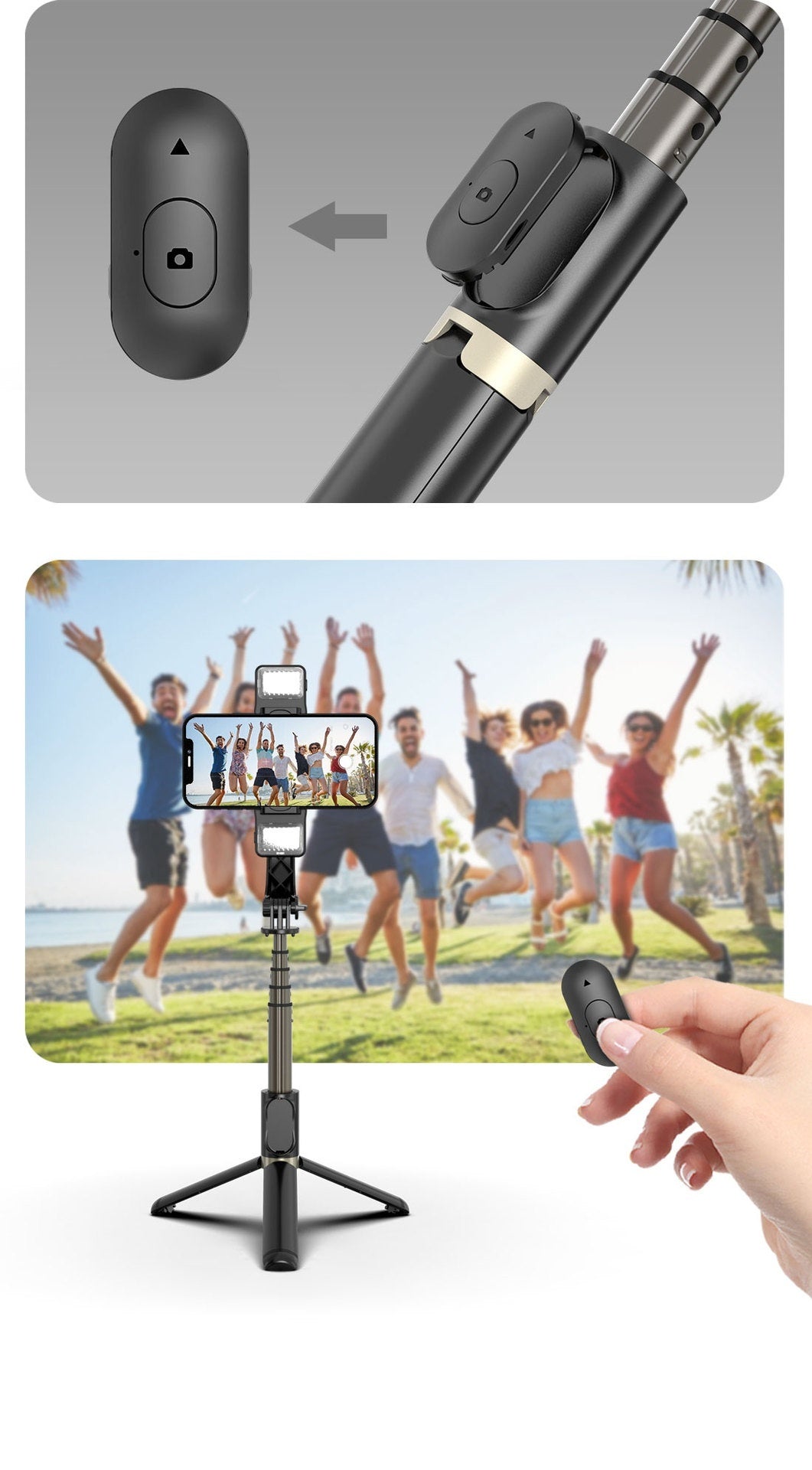 Handheld Gimbal Stabilizer With Dual Fill Lights Selfie Stick Single-Axis Stabilizer Smart Holder