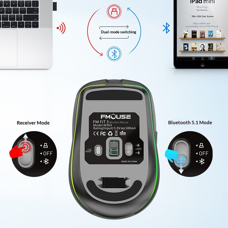 Bluetooth Wireless Charging Portable Office Mouse With Dual-mode Connectivity