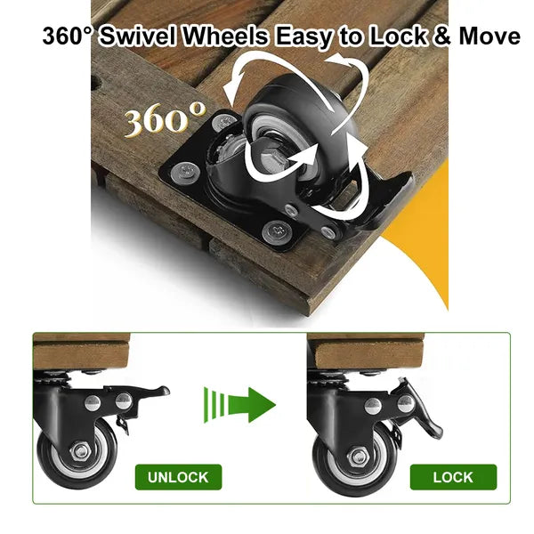 12inch*12inch Square Wooden Plant Cart: Natural Beauty, Easy Mobility, Perfect For Gardening