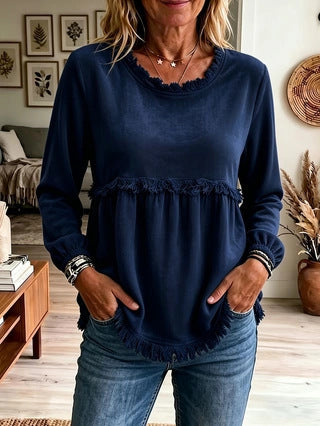 Casual Fashion Loose Top With Lace Splicing For Women