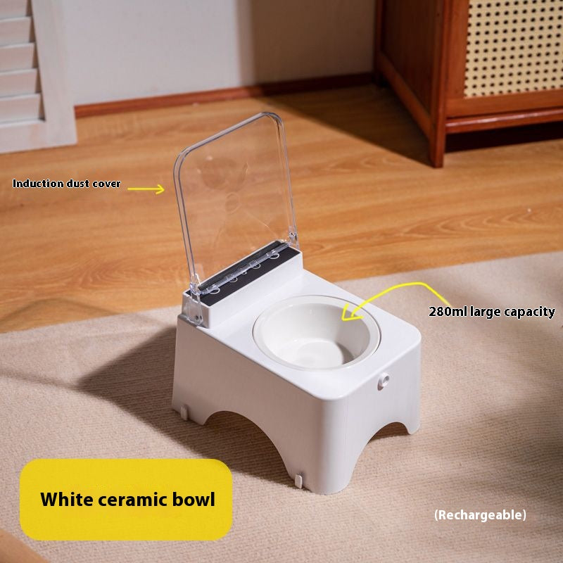 Smart Cat Feeder Automatic Lid Opens Closes Motion Detection Cordless
