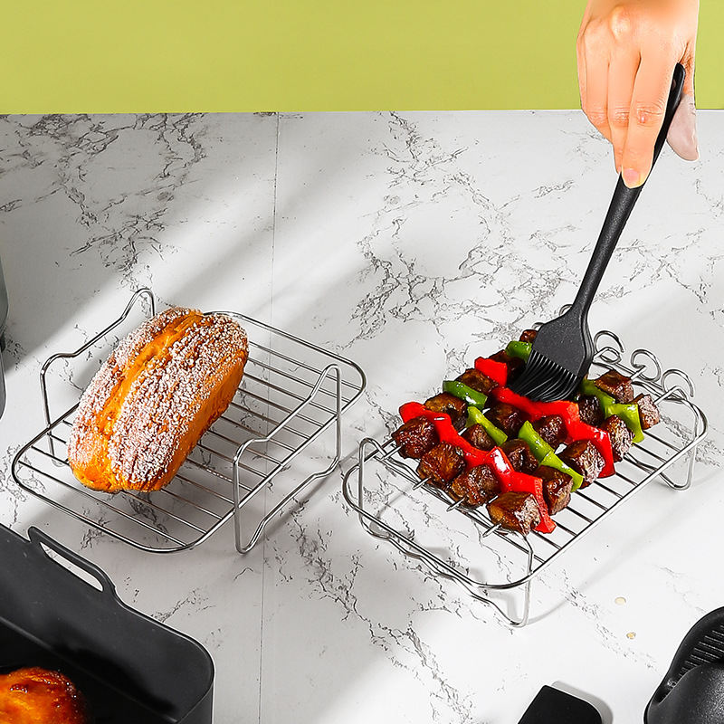 Air Fryer Accessories Suit Silicone Liner Grill Rack Steamer