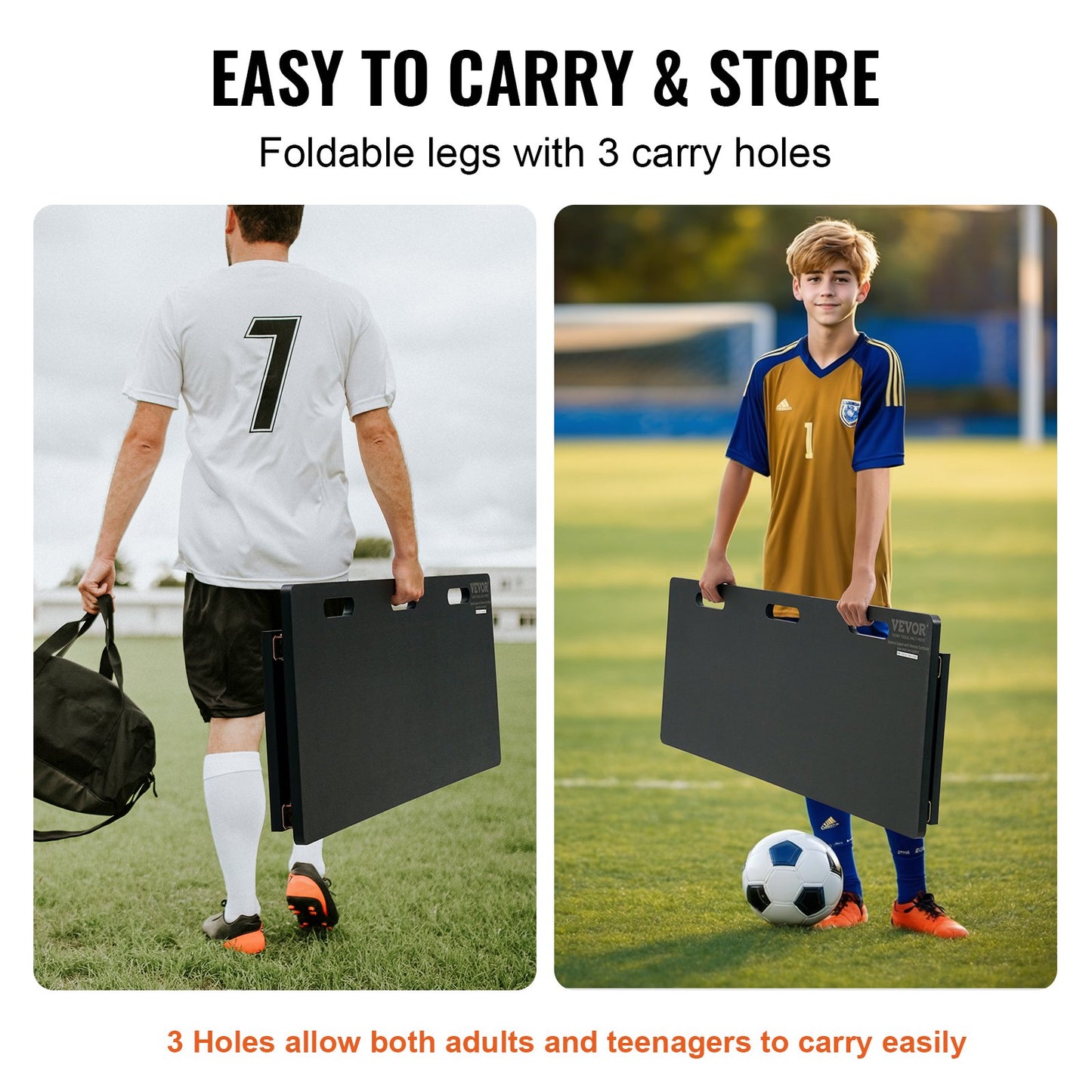 Soccer Rebounder Board, 45"X18" Portable Soccer Wall With 2 Angles Rebound, Foldable HDPE Kickback Rebound Board, Soccer Training Equipment For Kids And Adults, Passing & Shooting Practice
