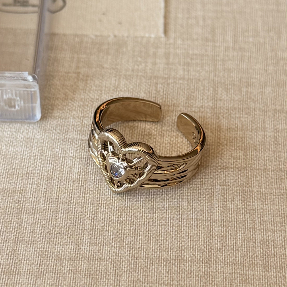Fashion Coffee Gold Zircon Ring Stackable Design Female Hand Ring