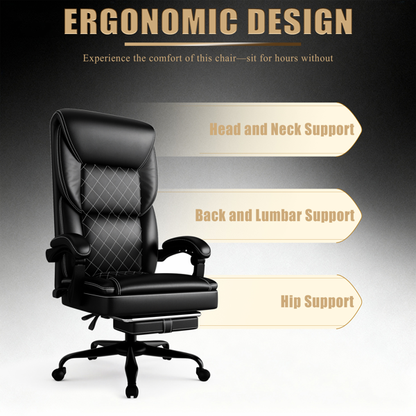 Gaming Chair, Office Chair With Inflatable Lumbar Support, Ergonomic Comfortable Wide Computer Chair With Footrest And Linked Soft Armrests, High Back 3D Enveloping Seat Cushion
