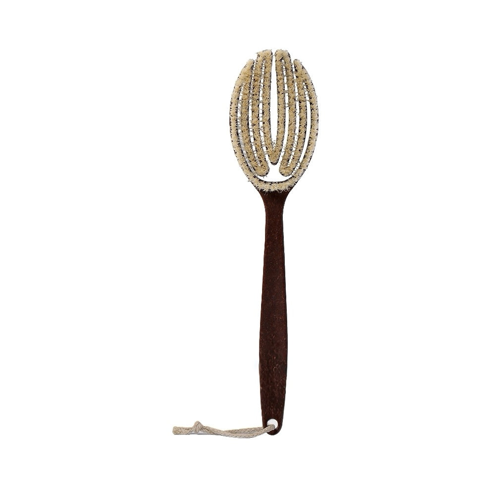 Coconut-fiber Bristle Bath Brush Palm-shaped Design Two-in-one Function