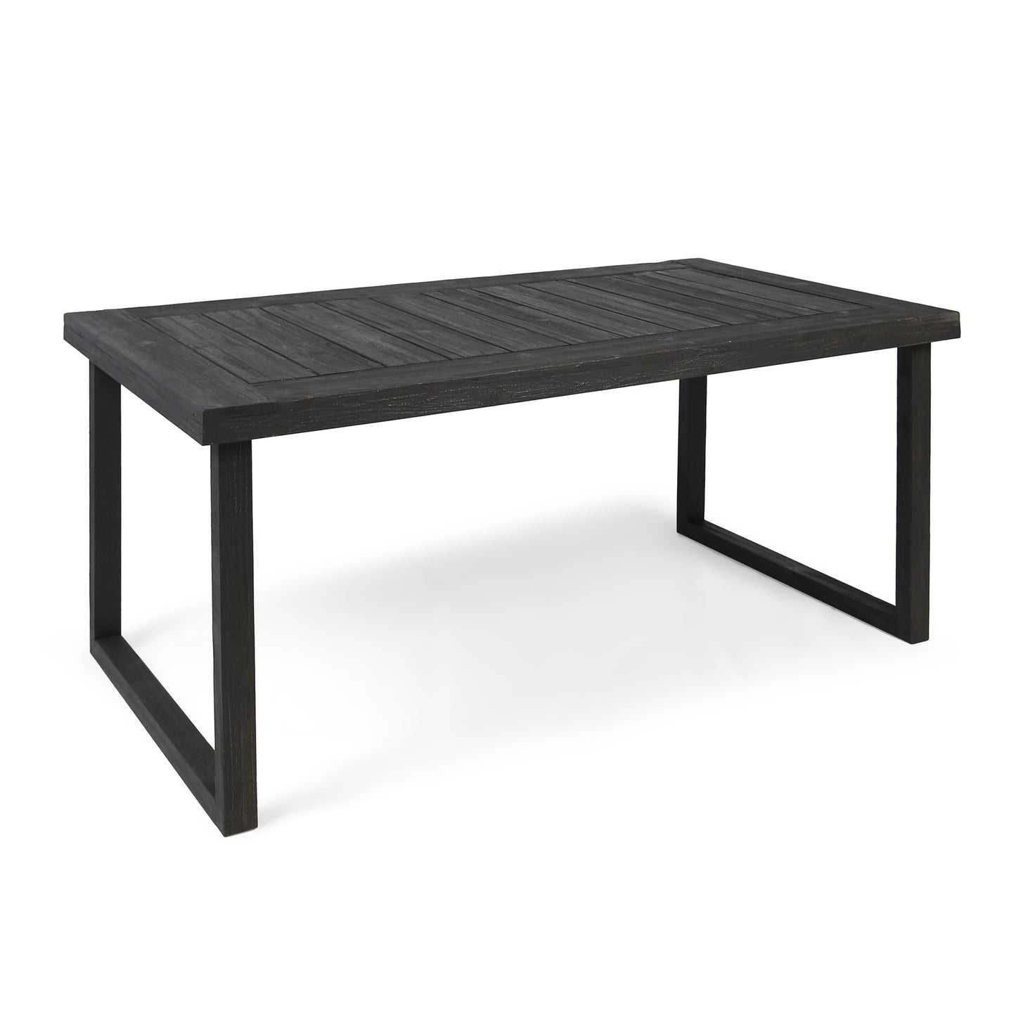 Outdoor 69 Acacia Wood Dining Table, Sandblast Dark Gray Finish