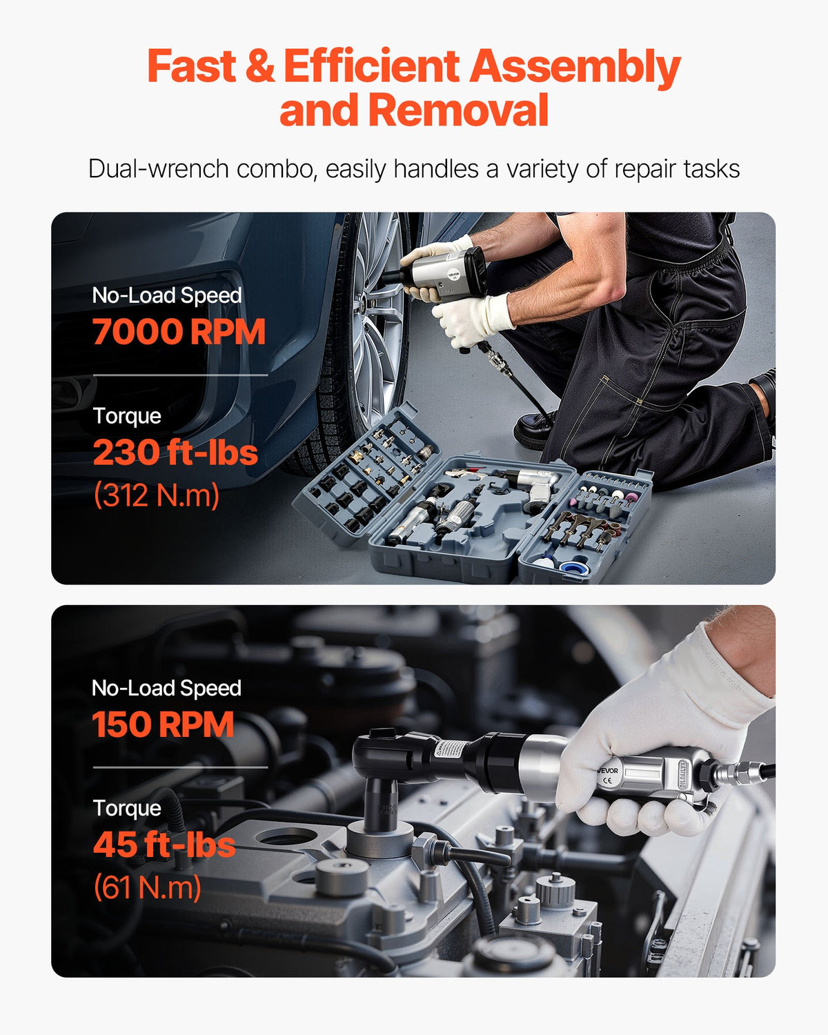 71 Pieces Pro Air Tool And Accessories Kit - 1/2" Air Impact Wrench, 3/8" Ratchet Wrench, 1/2" Die Grinder, 4500BPM Hammer, Blow Gun For Auto Repair, Home DIY Project - Storage Case Included