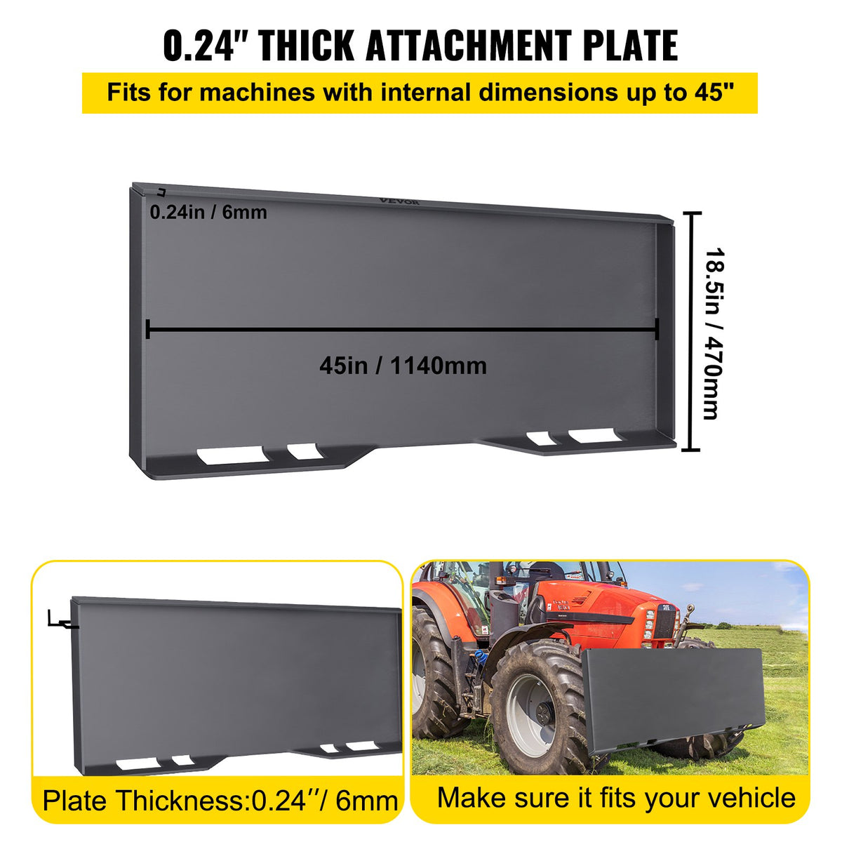Skid Steer Mount Plate Thick Skid Steer Attachment Plate Steel Quick Attachment Loader Plate With 3 Additional Welding Rods Easy To Weld Or Bolt To Different Accessories