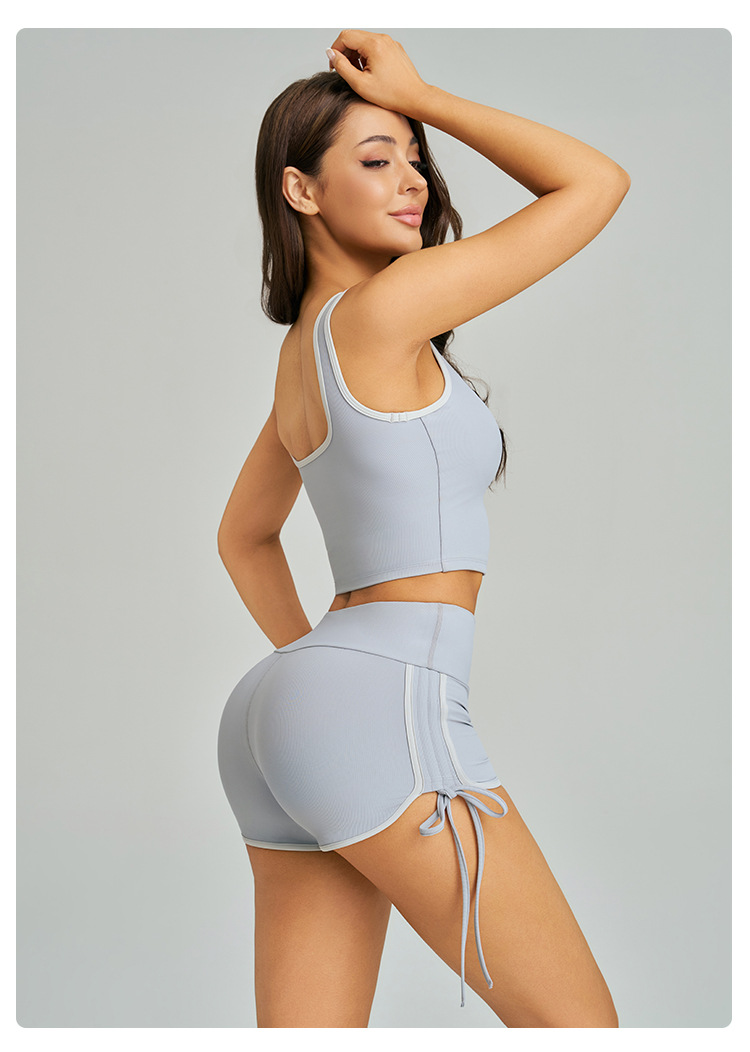 High-end Textured Ribbed Tight Activewear Set With Cool-touch Dopamine Styling For Yoga, Running And Fitness Workouts