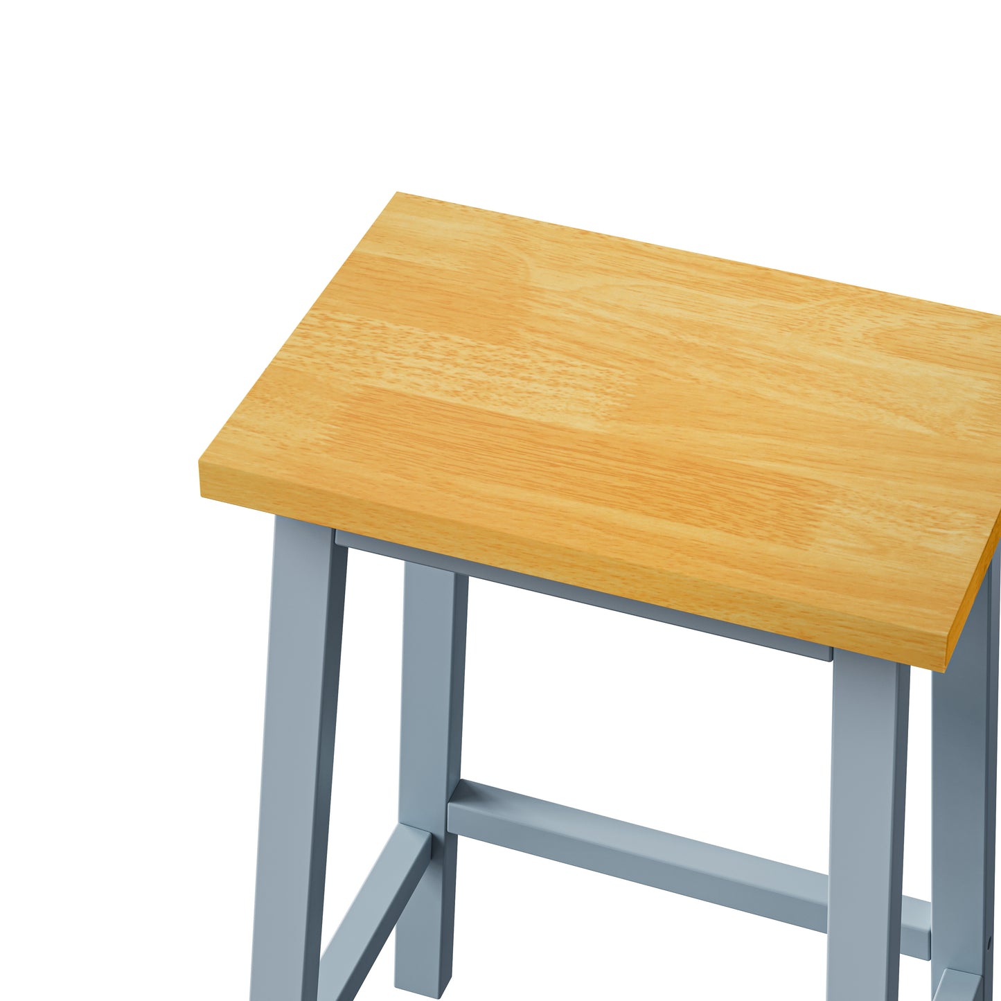K&K Solid Wood Bar Stools Not Cheap Iron , 25.6 Tall Set Of 2 Bar Chairs, Kitchen Counter Stools With Footrests, Farmhouse Stools For Dining Room, Kitchen, Counter, Grey Blue