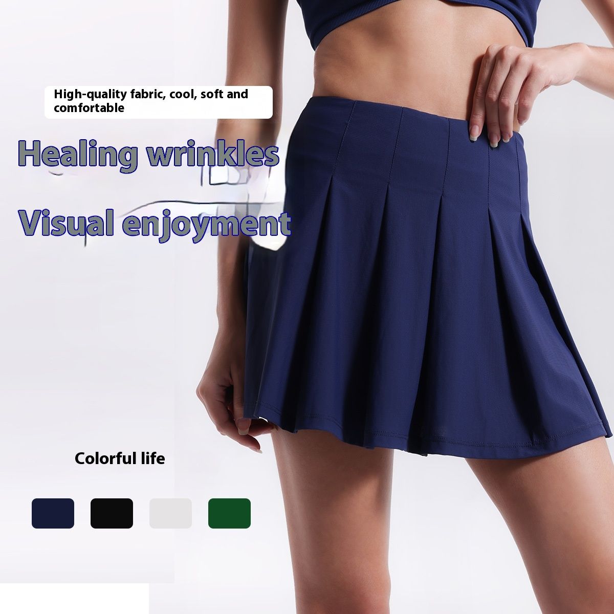 Aerobics High Waist Anti-exposure Running Quick-drying Fitness Yoga Exercise Pleated Tennis Skirt