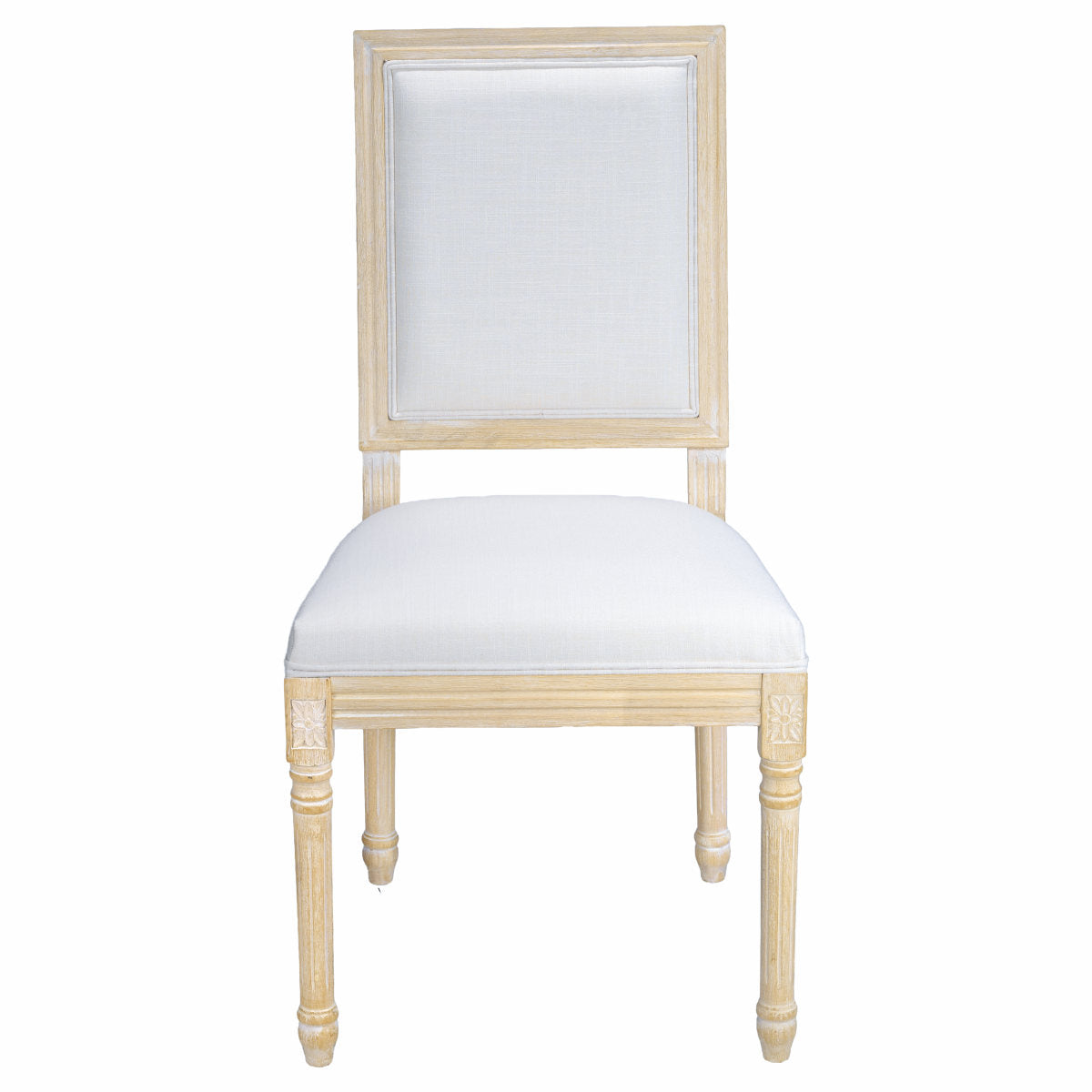 French Country Dining Chairs Set of 2, Upholstered Chairs with Square Back, Wire drawing and carving techniques ,Disassemblable , for Living Room, Kitchen , Restaurant Use, Beige