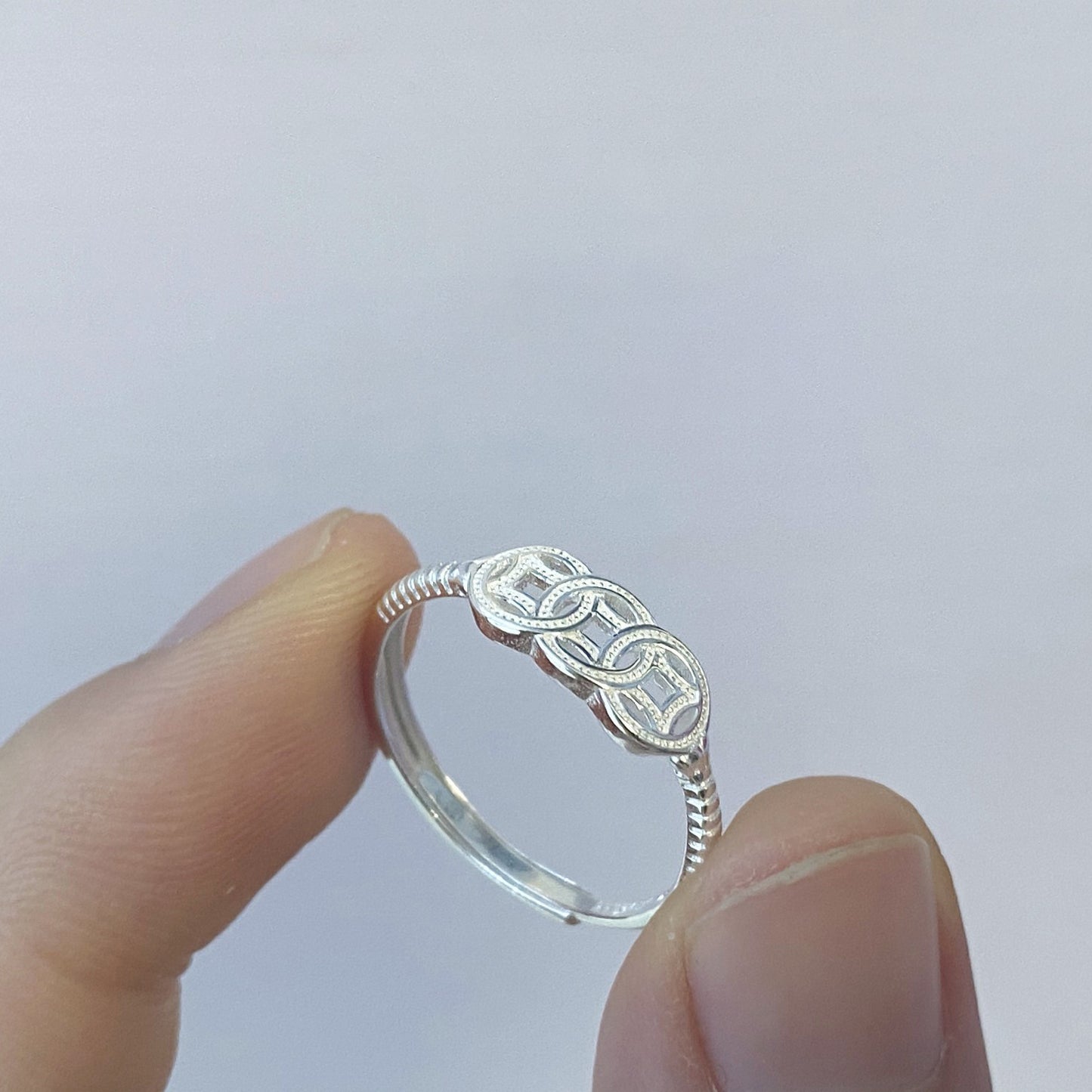 1pc 999 Sterling Silver Zircon Inlaid Coin Open Ring, Retro & Lucky Design, Perfect For Daily, Festivals & Gifting, Ideal Valentine's Gift